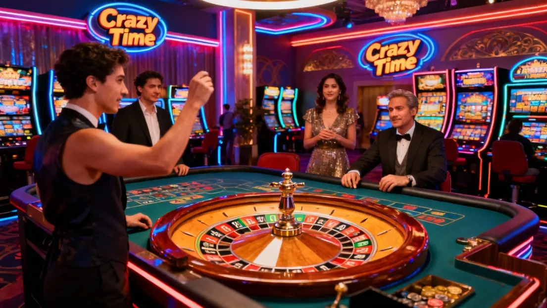 Juego en vivo Crazy Time con chat y animación